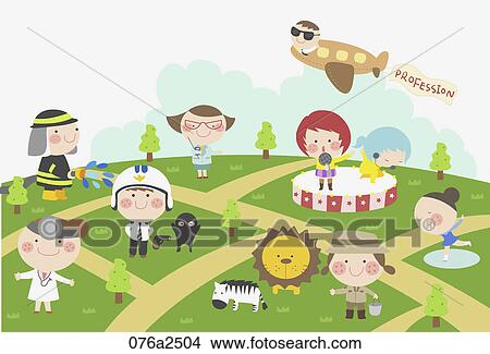 Clipart - illustration of various jobs. Fotosearch