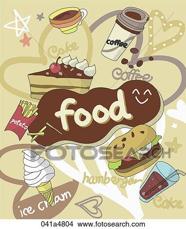 Clipart - illustration of various types of food. Fotosearch