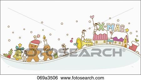 illustration of winter and christmas goods View Large Clip Art Graphic Clip Art - illustration of winter and christmas goods. Fotosearch