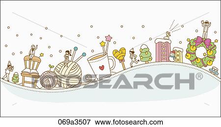 Clip Art - illustration of winter and christmas goods. Fotosearch