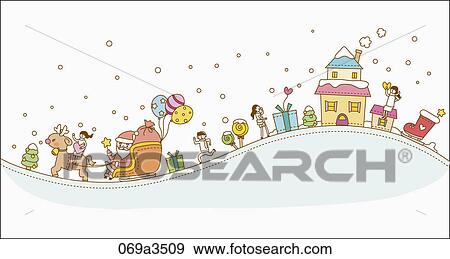 illustration of winter and christmas goods View Large Clip Art Graphic Clip Art - illustration of winter and christmas goods. Fotosearch