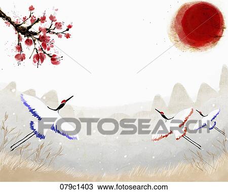 2013 lunar year illustration oriental mood View Large Illustration Drawing - 2013 lunar year illustration oriental mood. Fotosearch