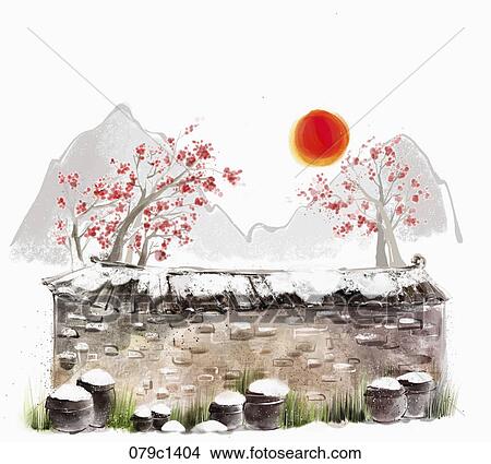 Stock Illustration - 2014 lunar year illustration oriental mood. Fotosearch