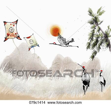 2024 lunar year illustration oriental mood View Large Illustration Stock Illustration - 2024 lunar year illustration oriental mood. Fotosearch