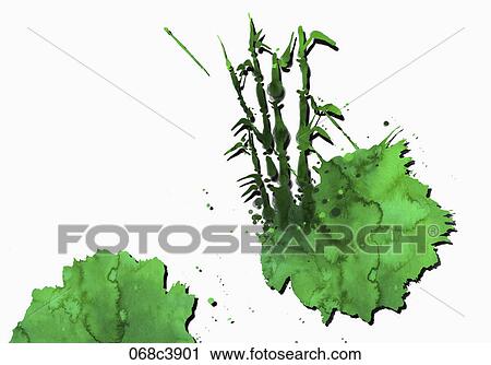 Clip Art - bamboo painted in watercolor effect. Fotosearch