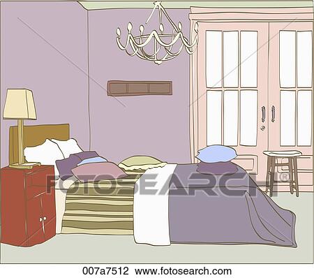 Drawing - bed room illustration. Fotosearch