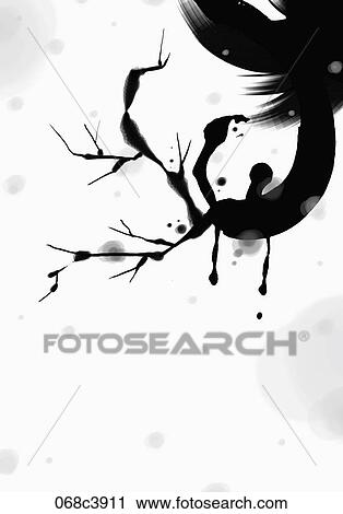 Clip Art - branch painted in watercolor effect. Fotosearch