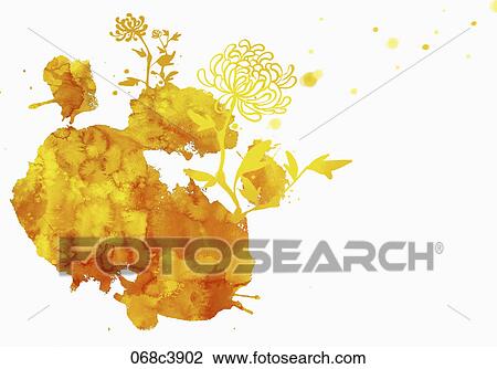 Chrysanthemum painted in watercolor effect View Large Illustration Drawing - Chrysanthemum painted in watercolor effect. Fotosearch