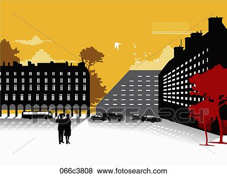 Stock Illustration - city scenery. Fotosearch
