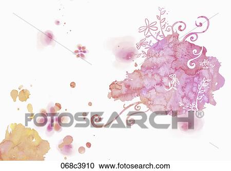 Clipart - flowers painted in watercolor effect. Fotosearch