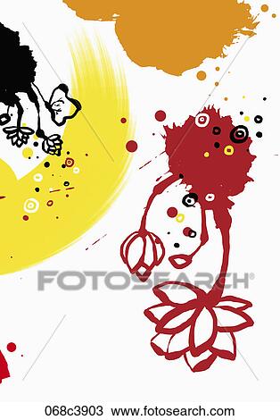 Drawing - flowers painted in watercolor effect. Fotosearch