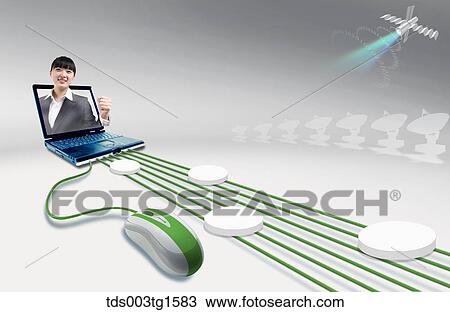 Drawing - global business and communication. Fotosearch
