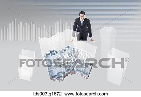Drawing - global business grows. Fotosearch