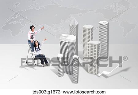 global business grows View Large Illustration Drawing - global business grows. Fotosearch