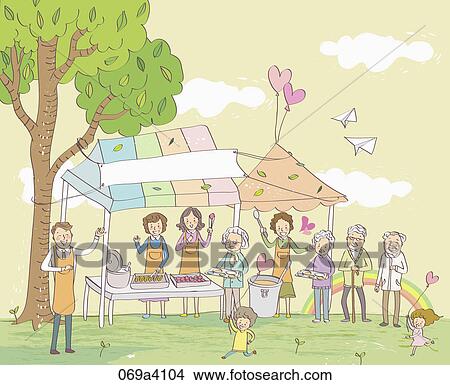 Stock Illustration - happy seniors and family. Fotosearch