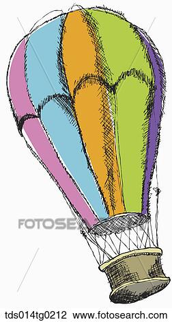 Drawing - hot air balloon in illustration. Fotosearch