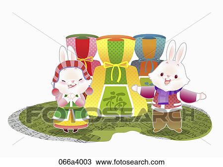 illustration in 2013 lunar year rabbits View Large Illustration Drawing - illustration in 2013 lunar year rabbits. Fotosearch