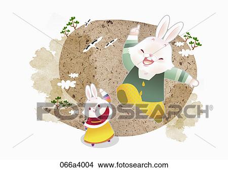 illustration in 2014 lunar year rabbits View Large Illustration Stock Illustration - illustration in 2014 lunar year rabbits. Fotosearch