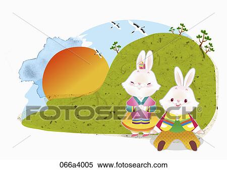 illustration in 2015 lunar year rabbits View Large Illustration Stock Illustration - illustration in 2015 lunar year rabbits. Fotosearch
