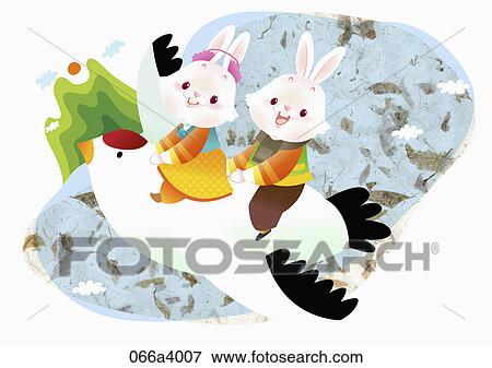 Stock Illustration - illustration in 2017 lunar year rabbits. Fotosearch