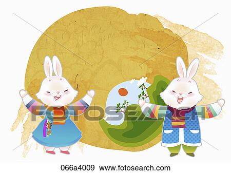 illustration in 2019 lunar year rabbits View Large Illustration Stock Illustration - illustration in 2019 lunar year rabbits. Fotosearch