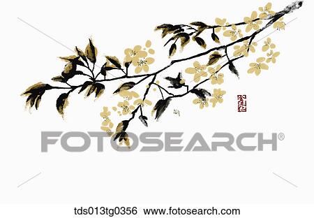 Japanese Apricot Tree in ink painting View Large Illustration Stock Illustration - Japanese Apricot Tree in ink painting. Fotosearch