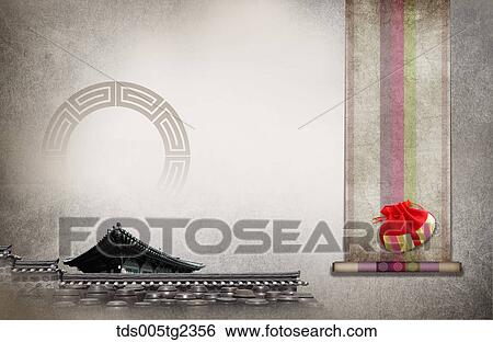 Stock Illustration - Korean traditional new year's day mood in illustration. Fotosearch