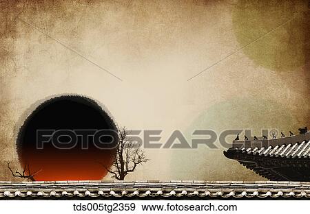 Stock Illustration - Korean traditional new year's day mood in illustration. Fotosearch