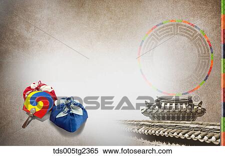Stock Illustration - Korean traditional new year's day mood in illustration. Fotosearch
