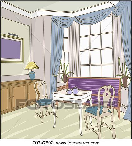Drawing - living room illustration. Fotosearch