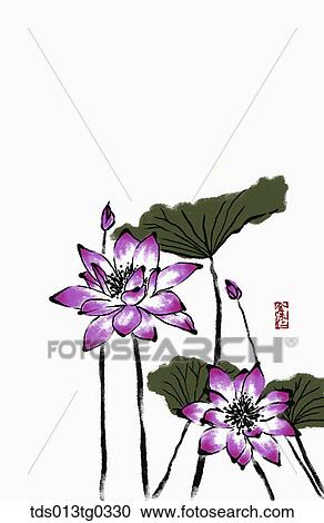 Lotus flower in ink painting View Large Illustration Clipart - Lotus flower in ink painting. Fotosearch