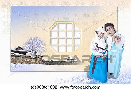 Drawing - lunar new year's day greetings. Fotosearch