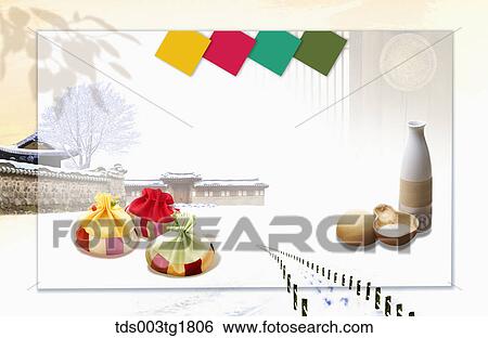 lunar new year's day greetings View Large Illustration Stock Illustration - lunar new year's day greetings. Fotosearch