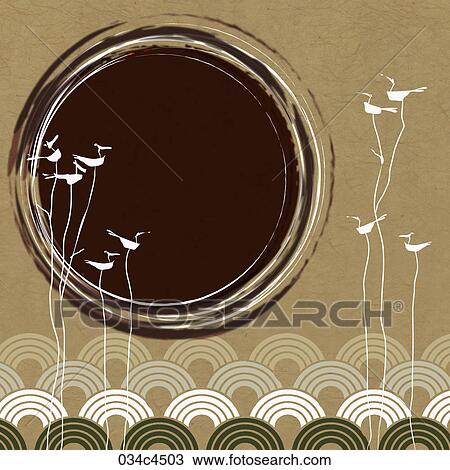 Drawing - new year's greeting card in oriental mood. Fotosearch