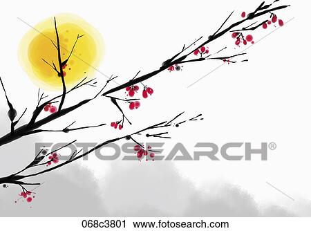 Clip Art - new year's greeting illustration in oriental mood. Fotosearch