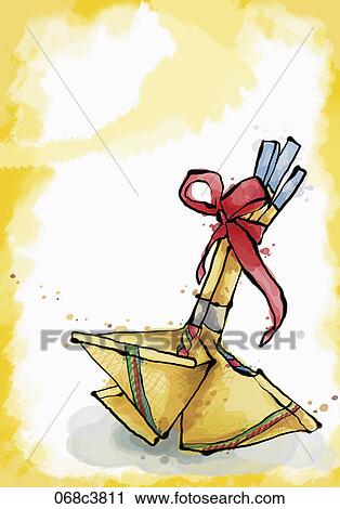 Clip Art - new year's greeting illustration in oriental mood. Fotosearch