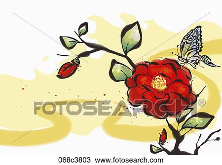 new year's greeting illustration in oriental mood View Large Illustration Drawing - new year's greeting illustration in oriental mood. Fotosearch