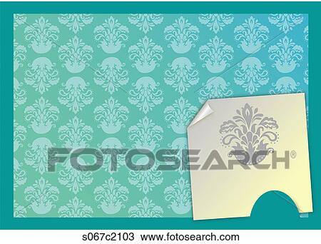 Drawing - oriental mood patterned background. Fotosearch