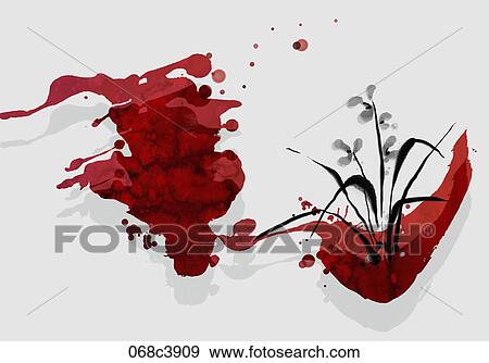 Stock Illustration - oriental mood watercolor effect. Fotosearch