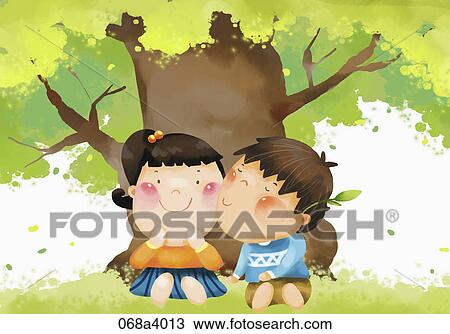 Drawing - sweet love showed in illustration. Fotosearch