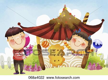 Drawing - sweet love showed in illustration. Fotosearch