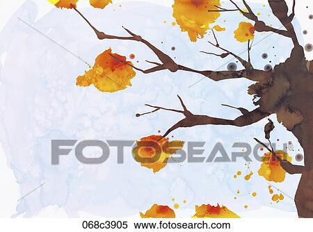 tree painted in watercolor effect View Large Illustration Stock Illustration - tree painted in watercolor effect. Fotosearch