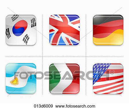 Stock Illustration - various country's national flags. Fotosearch