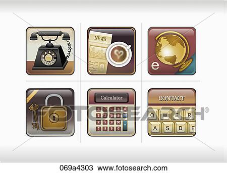Drawing - various types of icon. Fotosearch