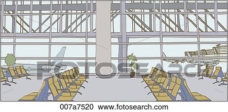 Clipart - waiting room in airport. Fotosearch