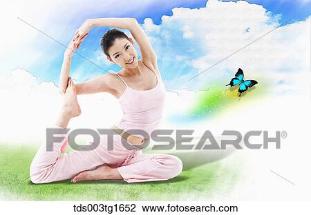 woman exercising yoga View Large Illustration Drawing - woman exercising yoga. Fotosearch