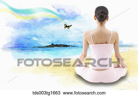 woman exercising yoga View Large Illustration Drawing - woman exercising yoga. Fotosearch