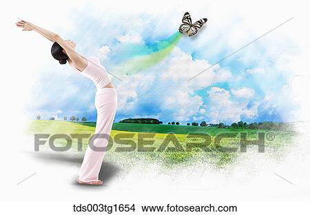 woman exercising yoga View Large Illustration Stock Illustration - woman exercising yoga. Fotosearch