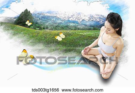 woman exercising yoga View Large Illustration Stock Illustration - woman exercising yoga. Fotosearch