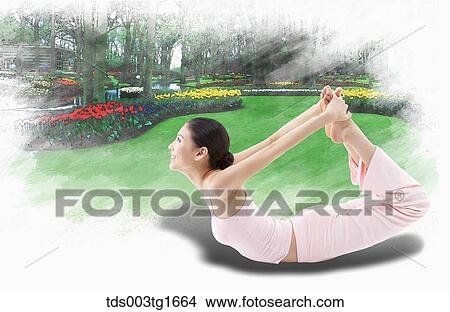 Stock Illustration - woman exercising yoga. Fotosearch